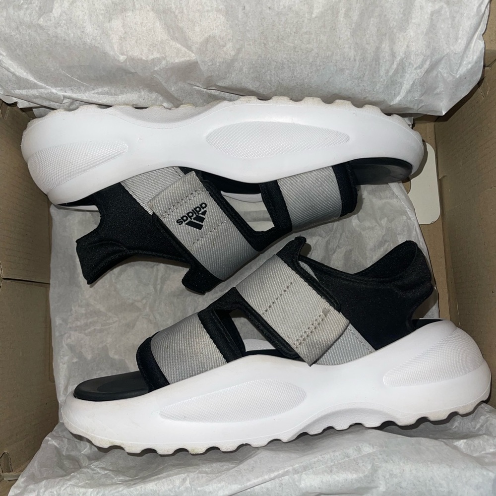 Adidas Black and Gray Sandals